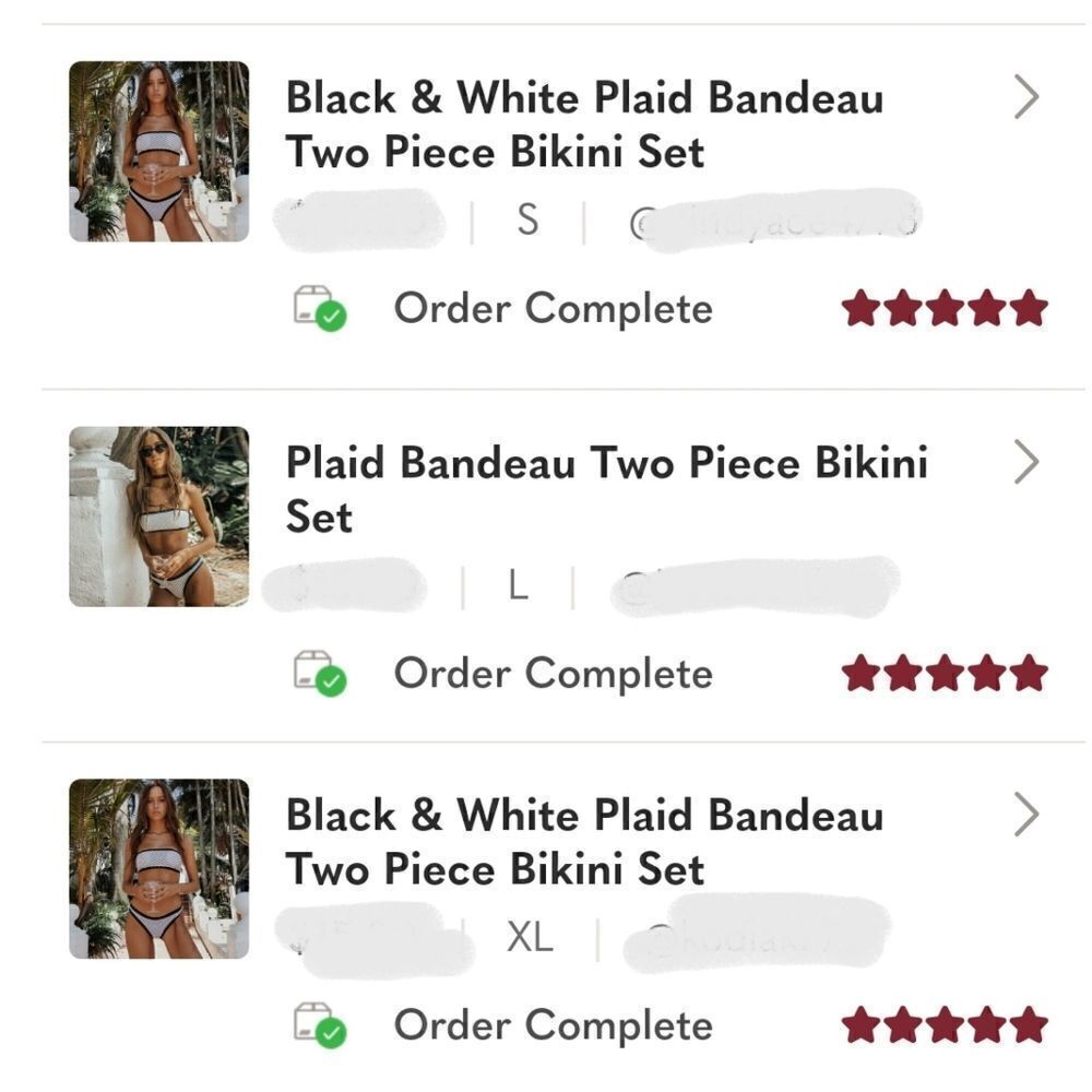 Plaid Bandeau Bikini Set Black and White Medium NWT - Picture 9 of 9